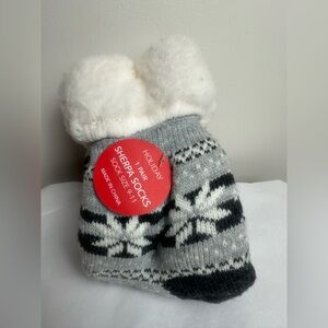 Holiday Sherpa Socks - Gray and White Cozy Women’s Socks